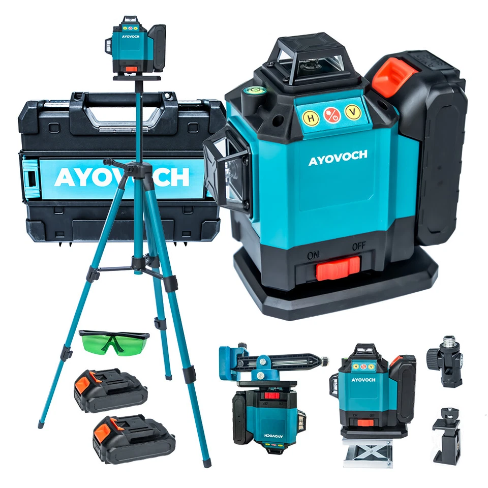 AYOVOCH 4D 16 Lines Laser Level Self Leveling Level + battery + charger Measure Tools
