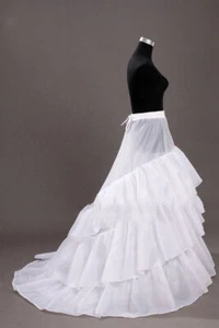 3 HOOP Multi-Layer Train Wedding Ball Gown Crinoline Petticoats Prom Bridal Slip - Picture 1 of 9