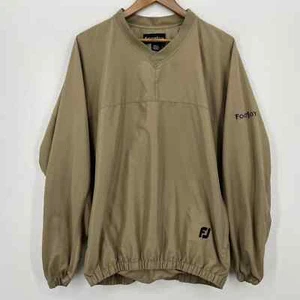 Footjoy Windbreaker Jacket Men's Size L Beige Pullover V-Neck Pockets FJ Golf - Picture 1 of 12
