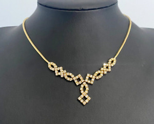 18K Yellow Gold W/ 3.0CT Brilliant Diamond Drop Necklace 40cm Long