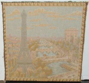 PARIS EIFFEL TOWERS SILK EMBOSSED TAPESTRY WALL PAINTING UNFRAMED - Picture 1 of 3