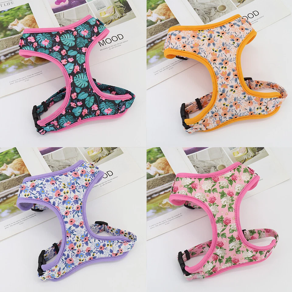 Cute Floral Mesh Dog Harness Soft Cat Walking Vest for Pets Small Medium Large - Image 1 of 4