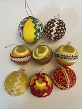 Lot 8 Vintage Handmade Calico Fabric Rickrack Christmas Ornaments Quilter Sewer