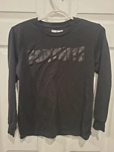 Fortnite Epic Games Boys Long Sleeve Shirt Size 14-16 Black Logo On Black Shirt - Picture 1 of 3