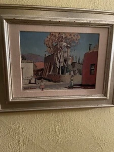 Robert B. Atwood Painting  Santa Fe,NM,Street Scene, Oil On Board - Picture 1 of 6