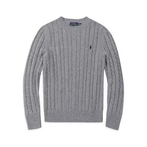 RL Cable Knit Long Sleeve Men's Polo jumper Grey size XL - Picture 1 of 8