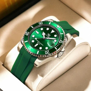Mens Luxury Silicone Watch Man Calendar Quartz Wristwatch Waterproof Luminous UK - Picture 1 of 12