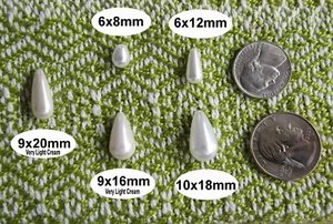 Weiße Träne Tropfen Acryl/Kunstperlen Stil Perlen halb (1/2) gebohrt verschiedene Größen - Bild 1 von 1