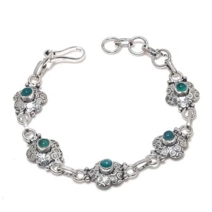 Grüner Onyx runde Form Edelstein Armband handgefertigter antiker Schmuck 7-8 ... - Bild 1 von 7