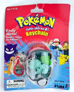 Pokemon #01 Bulbasaur Key Chain Gotta Catch Em All New Old Stock NOS Vintage 90s - Picture 1 of 6