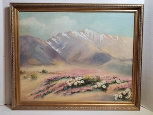 Original Painting Southwest Desert Mountains Wildflowers Signed Hazel Stambaugh - Picture 1 of 24