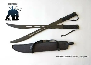 29" Dual Deathstroke Ninja Swords Full Tang Black Blades W/ Sheath + FREE STAND - Picture 1 of 10
