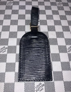 Authentic Louis Vuitton Large Black Epi Leather Luggage Tag W/ Gold Hardware. - Picture 1 of 11