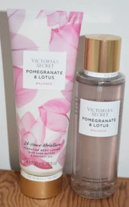 2 New Victoria's Secret Pomegranate & Lotus Fragrance Body Mist & Lotion Lot - Picture 1 of 8