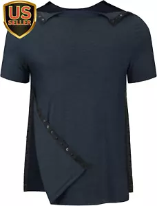 Men'S Post Shoulder Surgery Recovery Shirts Tear Away Short Sleeve Full Open Sid - Picture 1 of 5