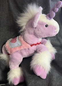 2002 Commonwealth Unicorn Lavender Purple Plush Horse Pink Hearts Saddle No Tag - Picture 1 of 15