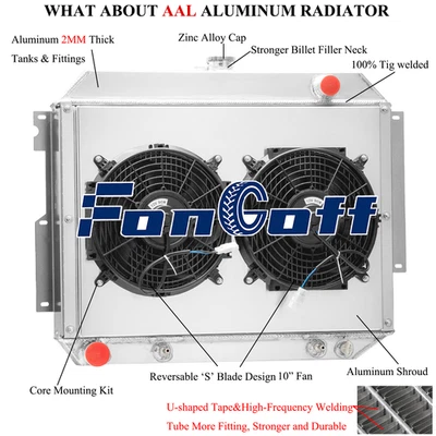4-ROWS Radiator Shroud+Fan For 1966-1970 Dodge Polara Monaco Plymouth Fury 7.2L - Image 1 of 4