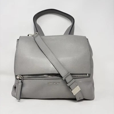 Cartera de cuero Givenchy Pandora pura luz gris pizarra con bolsa antipolvo hecha en Italia Foto 1 de 4