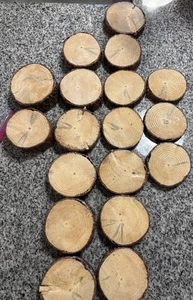 18 PCS Real Wood Slices - 3 Inch round - Polyurethaned - Wedding Deco! - Picture 1 of 9