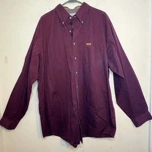 Carhartt Button Down Shirt Men XL Tall Burgundy Long Sleeve S144PRT Outdoor Work - Picture 1 of 7