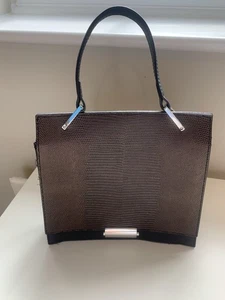Zara Bronze And Black Mock Crocodile Skin Top Handle Handbag - Picture 1 of 6