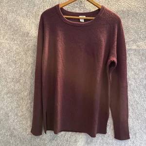Halogen 100% Cashmere Sweater Womens Lg Crew Neck Purple Maroon Luxury Old Money - Picture 1 of 4