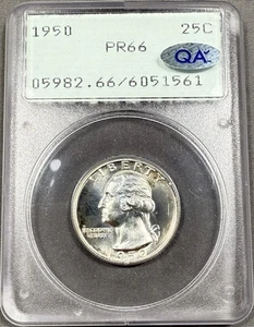 Washington Quarter 25c 1950 - PCGS PR66 - OGH soporte de sonajero QA pegatina - Imagen 1 de 2