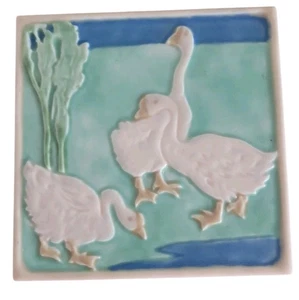 1924 Rookwood Pottery White Geese Trivet Tile #3207 Vintage - Picture 1 of 11