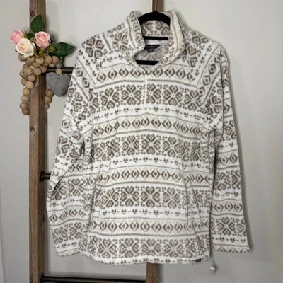 Pullover polar Eddie Bauer blanco tostado 1/4 cremallera talla grande Foto 1 de 4
