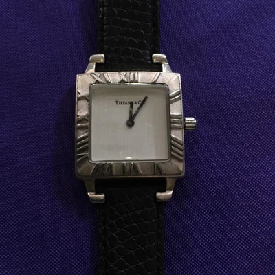 Reloj ATLAS Cuadrado De Colección Tiffany & Co Elegante Raro Estate Plata Esterlina Fina Foto 1 de 4