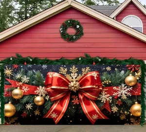 Fröhliche Weihnachtselfen Bogen Garage Tür Banner Gewebe Outdoor Hintergrund - Bild 1 von 11