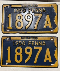 Pennslyvania Nummernschild Paar 1950 Penna.Pa. Satz # 1897A - Bild 1 von 2