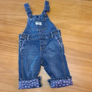 OshKosh Lätzchen 9 Monate Baby Mädchen Overall Pullover Lätzchen rosa Blumen Akzent Weste hinten - Bild 1 von 9