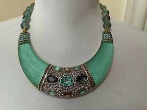 Fab! Heidi Daus Say it With Style Crystal Accent Lucite Necklace Aqua Green - Picture 1 of 7