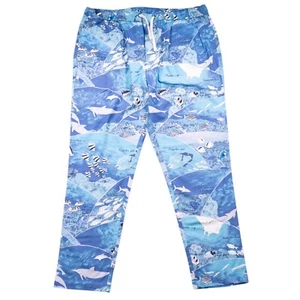 Mens Joggers Blue Fish Animal Print Drawstring Loose Harem Beach Chino Pants XL - Picture 1 of 5