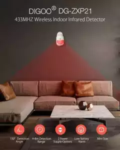 DIGOO DG-ZXP21 Mini 433MHZ Wireless Infrared Detection PIR Sensor 360 Rotatable - Picture 1 of 6