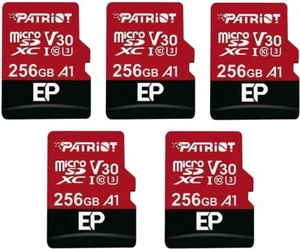 Patriot EP 256 Go V30 A1 U3 4K UHD Enregistrement MicroSD Dashcam/Surveillance 2PK/5PK - Photo 1 sur 12