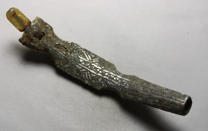 RARE genuine antique bone horn silver gilded ottoman smoking cigarette artifact - Picture 1 of 9