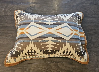 Pendleton Virgin Wool Brown Yellow Blue Aztec Southwestern Indian Pillow Sham - Image 1 of 4