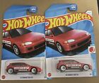 (2) NEW 2024 Hot Wheels &#39;92 Honda Civic EG in Red New on Card J-Imports