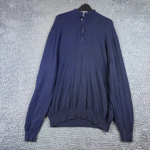 Charles Tyrwhitt Jumper Mens XL Blue Navy 1/4 Zip Pullover Cotton Cashmere Knit - Picture 1 of 10