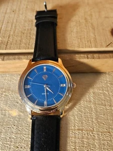 DF Watch Men's Blue Face Gold Plated Quartz Stainless Back 8 Diamonds - Picture 1 of 5