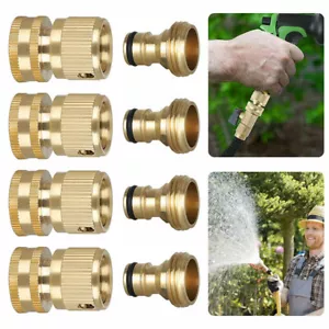 Water Hose Quick Connect 3/4" Garden Hose Fit Female Male Brass Connector Set - Picture 1 of 12