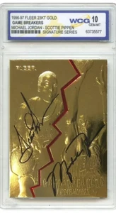1996-97 Jordan/Pippen Fleer Game Breakers 23K Gold Signature Serie GM-MT 10 - Bild 1 von 2