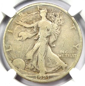 1921-D Walking Liberty Half Dollar 50C Coin - Certified NGC VG10 - Rare Date! - Picture 1 of 4