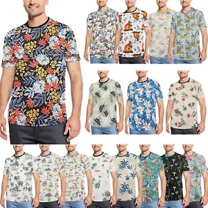 Unisex Men Print Shirt Short Sleeve All Over Tropical and Floral Prints Tee - Picture 1 of 50