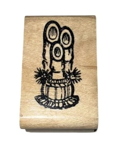Marl and Me Hula Bud Vase Tiki Honolulu Hi Bamboo Instrument Wooden Rubber Stamp - Picture 1 of 2