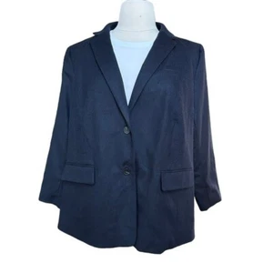 Talbots Jacket Womens 22W Navy Blue Wool Blend Two Button Blazer NWT - Picture 1 of 15