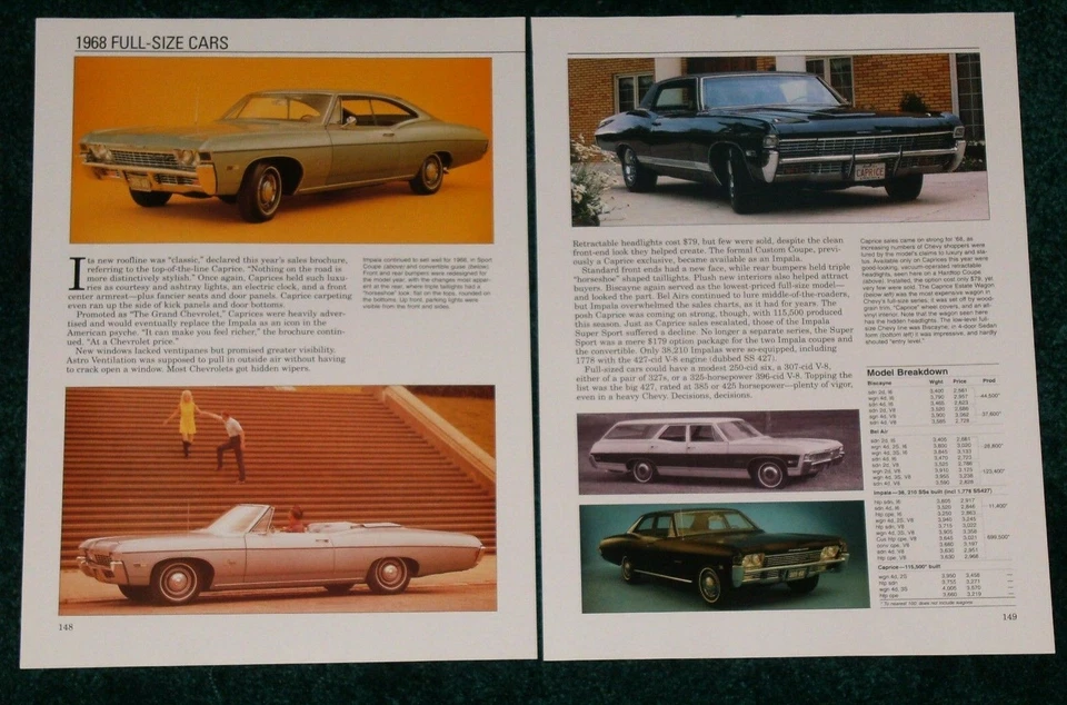 Chevy Impala SS-Bel Air-Biscayne 1968 hoja de especificaciones información foto 68 427 vagón Foto 1 de 1