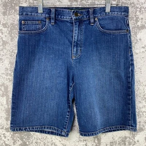 Ralph Lauren 90s Y2K Blue Denim Mom Jean Shorts Long Jorts Womens 10 32 Straight - Picture 1 of 13